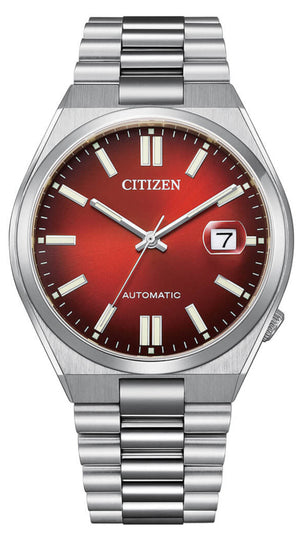 Citizen Tsuyosa Automatic Red Dial Silver Steel Strap Watch For Men - NJ0150-56W