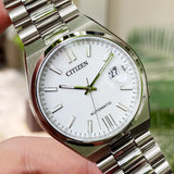 Citizen Tsuyosa Automatic White Dial Silver Steel Strap Watch For Men - NJ0150-81A