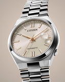 Citizen Tsuyosa Automatic Oatmeal White Dial Silver Steel Strap Watch For Men - NJ0151-88W