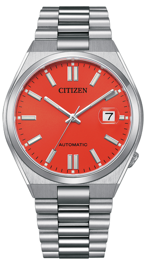 Citizen x Pantone Automatic Blazing Red Dial Silver Steel Strap Watch For Men - NJ0158-89W