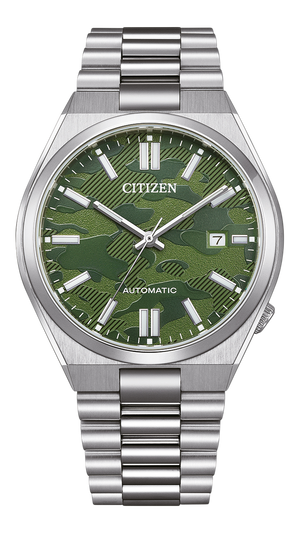 Citizen Tsuyosa Camouflage Green Dial Silver Steel Strap Watch For Men - NJ0159-86X