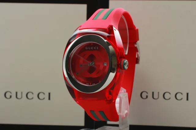 Gucci Sync XXL Quartz Red Dial Red Rubber Strap Unisex Watch - YA13710