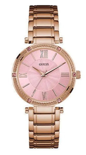 Guess Park Ave Quartz Rose Gold Dial Rose Gold Steel Strap Watch For Women - W0636L2
