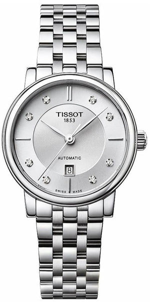 Tissot Carson Premium Automatic Lady Diamonds White Dial Silver Steel Strap Watch for Women - T122.207.11.036.00