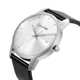 Calvin Klein City Silver Dial Black Steel Strap Watch for Men - K2G2G1CX