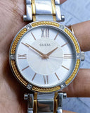 Guess Park Ave Silver Dial Two Tone Steel Strap Watch for Women - W0636L1