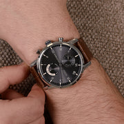 Tommy Hilfiger Kane Grey Dial Brown Leather Strap Watch for Men - 1710398