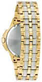 Bulova Crystal Collection Octova White Dial Gold Steel Strap Watch for Men - 98C126