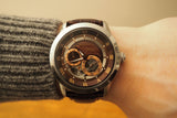 Bulova Classic Skeleton Automatic Brown Dial Brown Leather Strap Watch for Men - 96A120