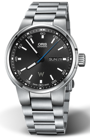 Oris Williams Day Date Black Dial Silver Steel Strap Watch for Men - 0173577404154-0782450S