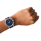 Emporio Armani Luigi Chronograph Blue Dial Blue Leather Strap Watch For Men - AR11451