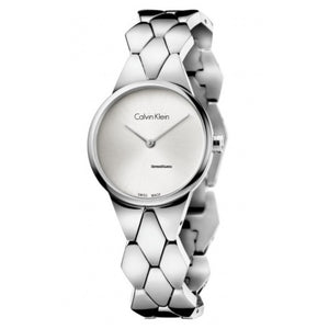 Calvin Klein Snake Silver Dial Silver Steel Strap Watch For Women - K6E23146