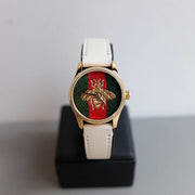 Gucci G Timeless Quartz Red & Green Dial Beige Leather Strap Watch For Women - YA1265009