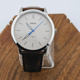 Fossil Minimalist Off White Dial Brown Leather Strap Watch for Men - FS5306