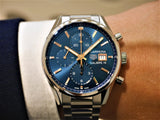 Tag Heuer Carrera Automatic Chronograph Blue Dial Silver Steel Strap Watch for Men - CBK2115.BA0715