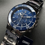 Maserati Competizione Chronograph Blue Dial Black Steel Strap Watch For Men - R8873600005