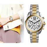 Michael Kors Bradshaw Chronograph Silver Dial Two Tone Steel Strap Watch For Women - MK5912