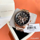 Michael Kors Layton Chronograph Black Dial Rose Gold Steel Strap Watch For Men - MK8824