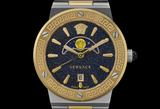 Versace Greca Logo Moonphase Black Dial Two Tone Steel Strap Watch for Men - VE7G00223