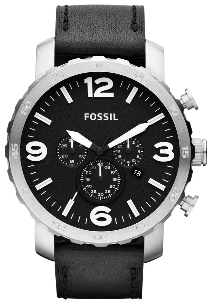 Fossil Nate Chronograph mit schwarzem Zifferblatt und schwarzem