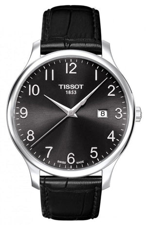 Tissot T Classic Tradition Black Dial Black Leather Strap Watch For Men - T063.610.16.052.00