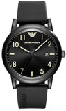 Emporio Armani Luigi Quartz Black Dial Black Silicon Strap Watch For Men - AR11071