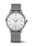 IWC Portofino Automatic White Dial Silver Mesh Bracelet Watch for Men - IW356505