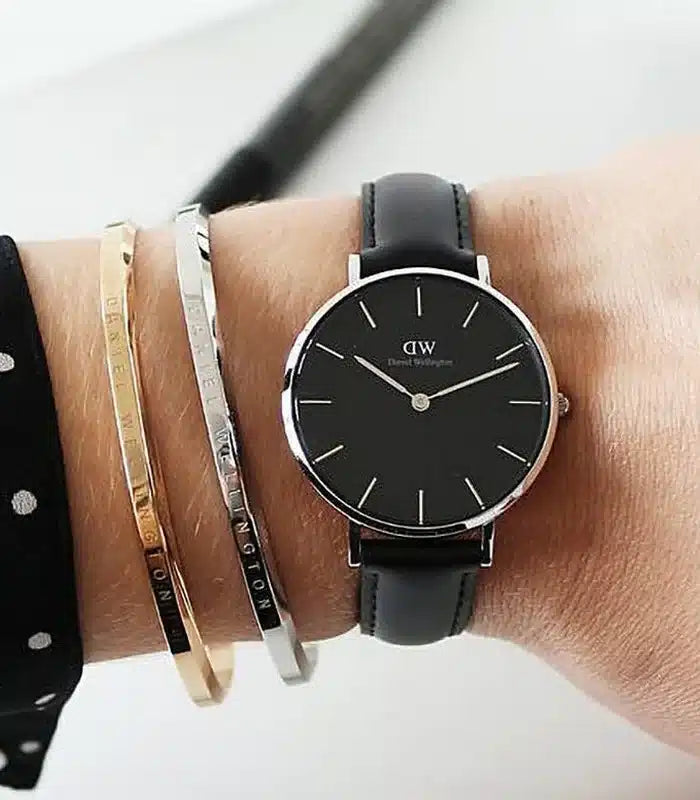 Daniel Wellington Classic Petite Reading Black Dial Black Leather Strap Watch For Women