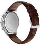 Hugo Boss Ambassador Chronograph Silver Dial Brown Leather Strap Watch For Men - HB1513195