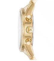 Michael Kors Runway Chronograph Gold Dial Gold Steel Strap Watch For Women - MK5698