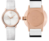 Calvin Klein Accent White Dial White Leather Strap Watch for Women - K2Y2Y6KW