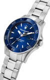 Maserati Competizione Quartz Blue Dial Silver Steel Strap Watch For Men - R8853100036