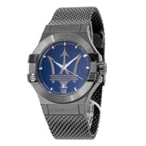 Maserati Potenza Quartz Blue Dial Grey Mesh Bracelet Watch For Men - R8853108005