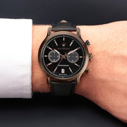 Maserati Legend Chronograph Black Dial Black Leather Strap Watch For Men - R8871638001
