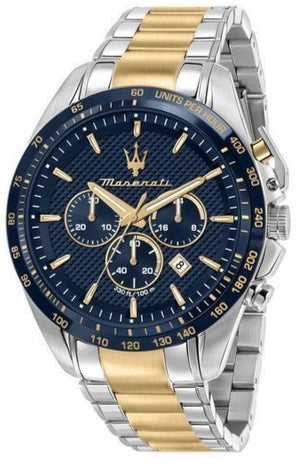 Maserati Traguardo Chronograph Limited Edition Blue Dial Two Tone Steel Strap Watch For Men - R8873612046