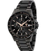 Maserati SFIDA Chronograph Black Dial Black Steel Strap Watch For Men - R8873640011