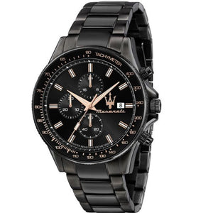 Maserati SFIDA Chronograph Black Dial Black Steel Strap Watch For Men - R8873640011