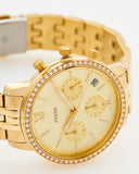 Fossil Neutra Chronograph Gold Dial Gold Steel Strap Watch for Women - ES5219