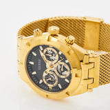 Guess Continental Chronograph Black Dial Gold Mesh Strap Watch For Men - GW0582G2