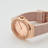 Michael Kors Mini Lennox Three-Hand Rose Gold Dial Pink Silicone Strap Watch For Women - MK7282