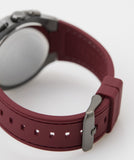 Guess Headline Multifunction Grey Dial Burgundy Silicone Strap Watch For Men - GW0571G4