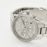 Michael Kors Ritz Chronograph Crystals Silver Dial Silver Steel Strap Watch For Women - MK7301