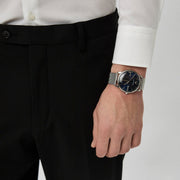 Emporio Armani Minimalist Quartz Blue Dial Silver Mesh Strap Watch For Men - AR11571