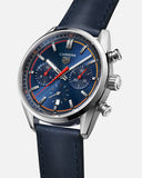 Tag Heuer Carrera Chronograph Blue Dial Blue Leather Strap Watch for Men - CBN201D.FC6543