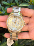 Fossil Riley Gold Dial Gold Steel Strap Watch for Women - ES3203