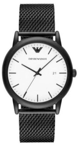 EMPORIO ARMANI / クォーツ腕時計/アナログ/ステンレス/WHT/BLK/AR11046 Emporio Armani Luigi White Dial Black Mesh Bracelet Watch For Men
