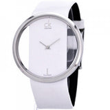 Calvin Klein Glam Transparent Dial White Leather Strap Watch for Women - K9423101