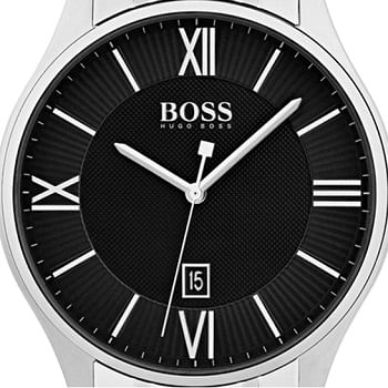 Hugo Boss Governer Black Dial Silver Steel Strap Watch for Men - 1513488