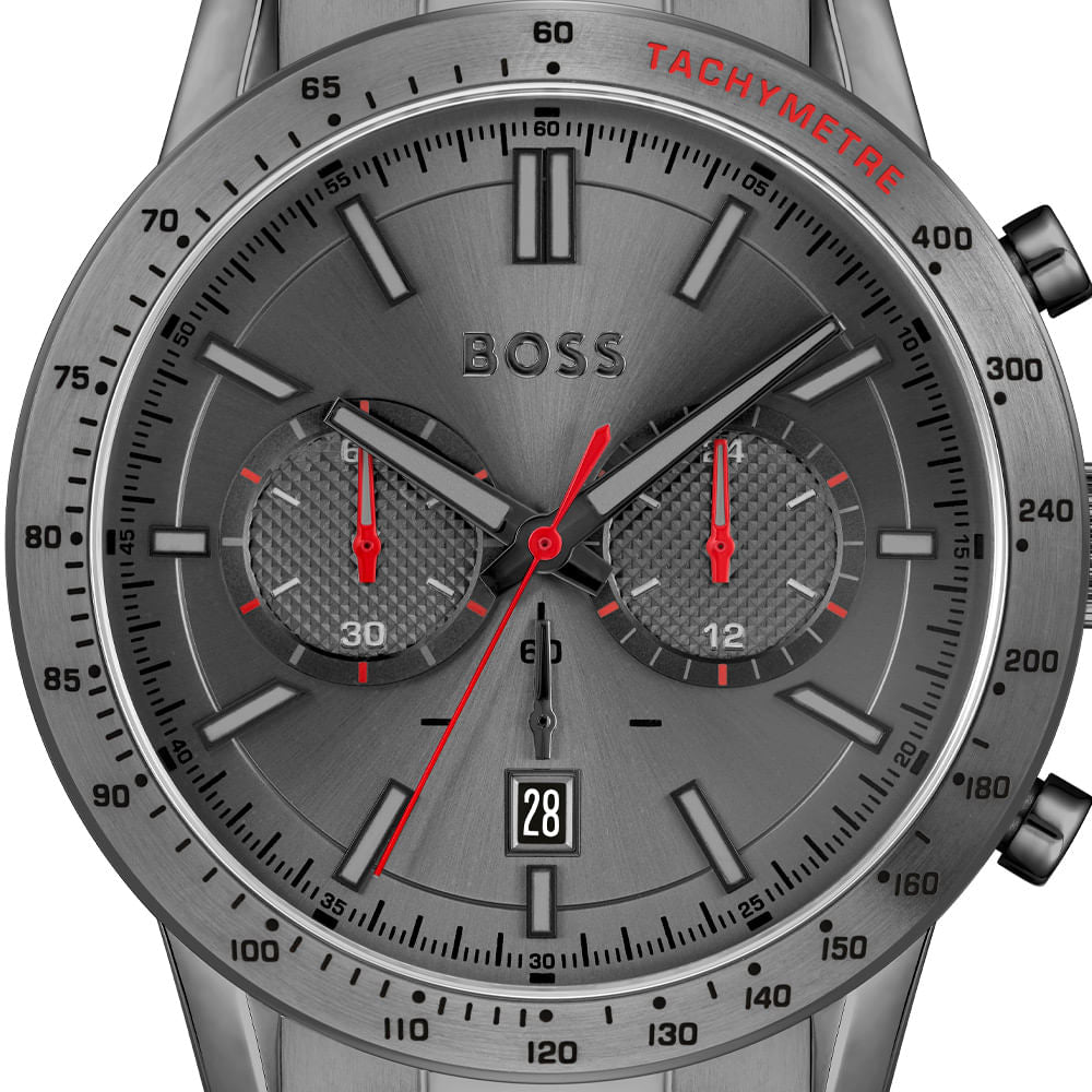 Hugo Boss Allure Chronograph Dial for Grey Steel Watch Grey Men Strap