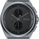 Hugo Boss Steer Chronograph Quartz Grey Dial Grey Steel Strap Watch For Men - 1513996